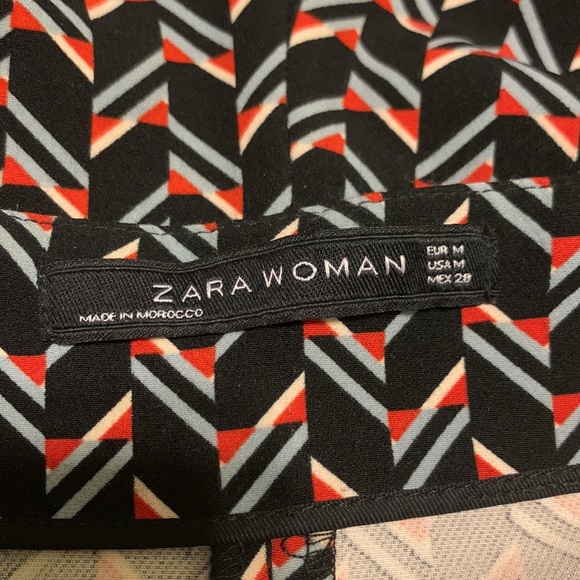 ZARA Chevron Print Wide Leg Pants Size Medium - Picture 5 of 7